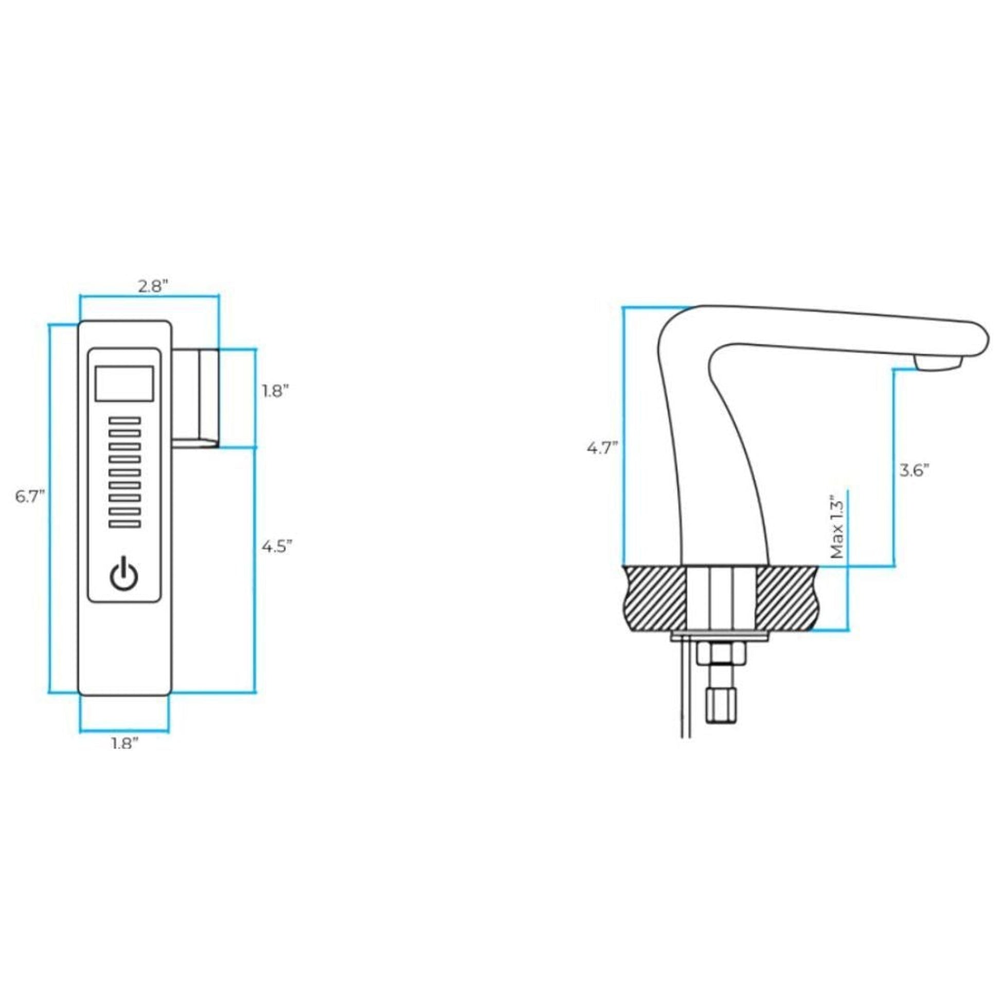 FontanaShowers 5" Chrome Motion Sensor Regular Single Cold Trio Commercial Automatic Temperature Control Bathroom Faucet