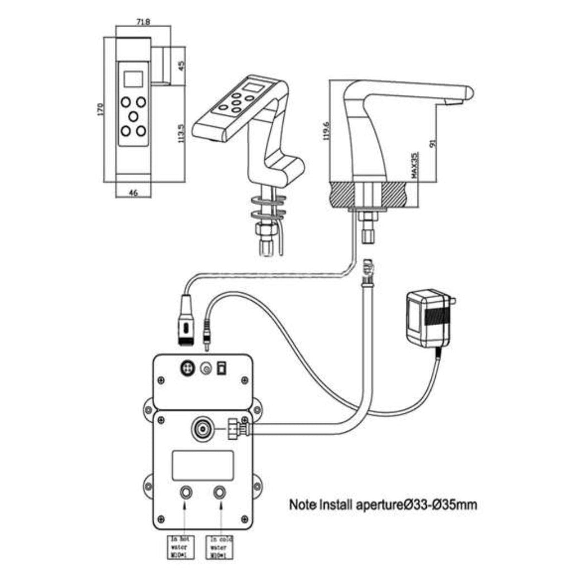 FontanaShowers 5" Chrome Motion Sensor Regular Single Cold Trio Commercial Automatic Temperature Control Bathroom Faucet