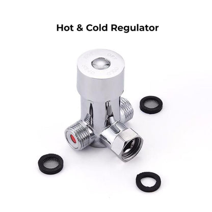 FontanaShowers 5" Chrome Motion Sensor Regular Single Cold Trio Commercial Automatic Temperature Control Bathroom Faucet