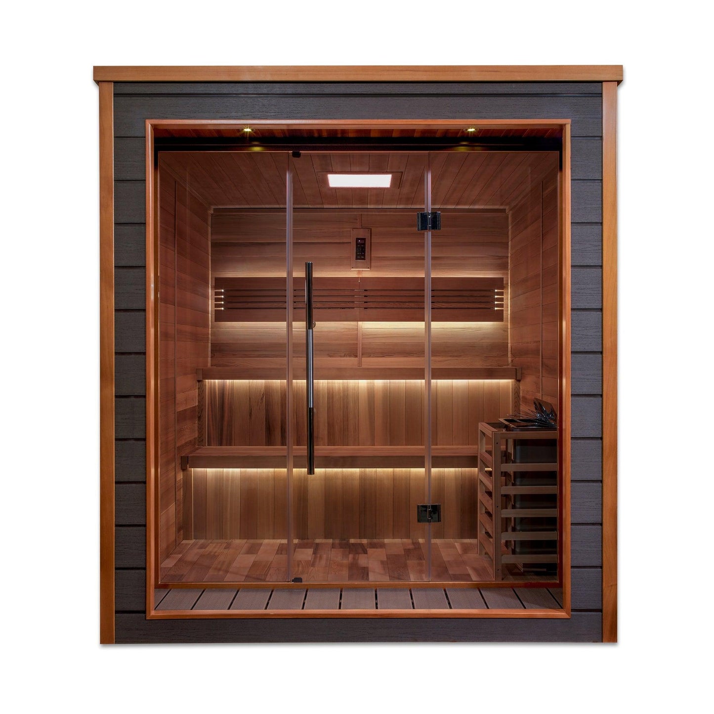 Golden Designs Bergen 6-Person Outdoor-Indoor Traditional Steam Sauna in Canadian Red Cedar Interior