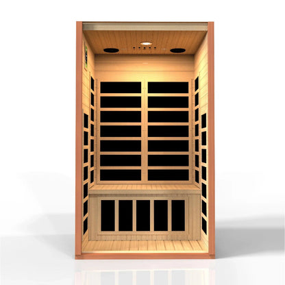 Golden Designs Dynamic Avila 1-2-Person Low EMF FAR Infrared Carbon Sauna in Canadian Hemlock