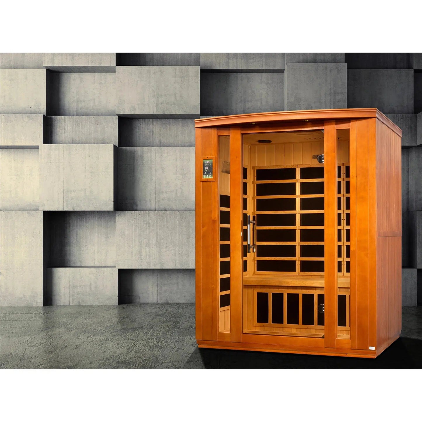 Golden Designs Dynamic Bellagio 3-Person Low EMF FAR Infrared Carbon Sauna in Canadian Hemlock