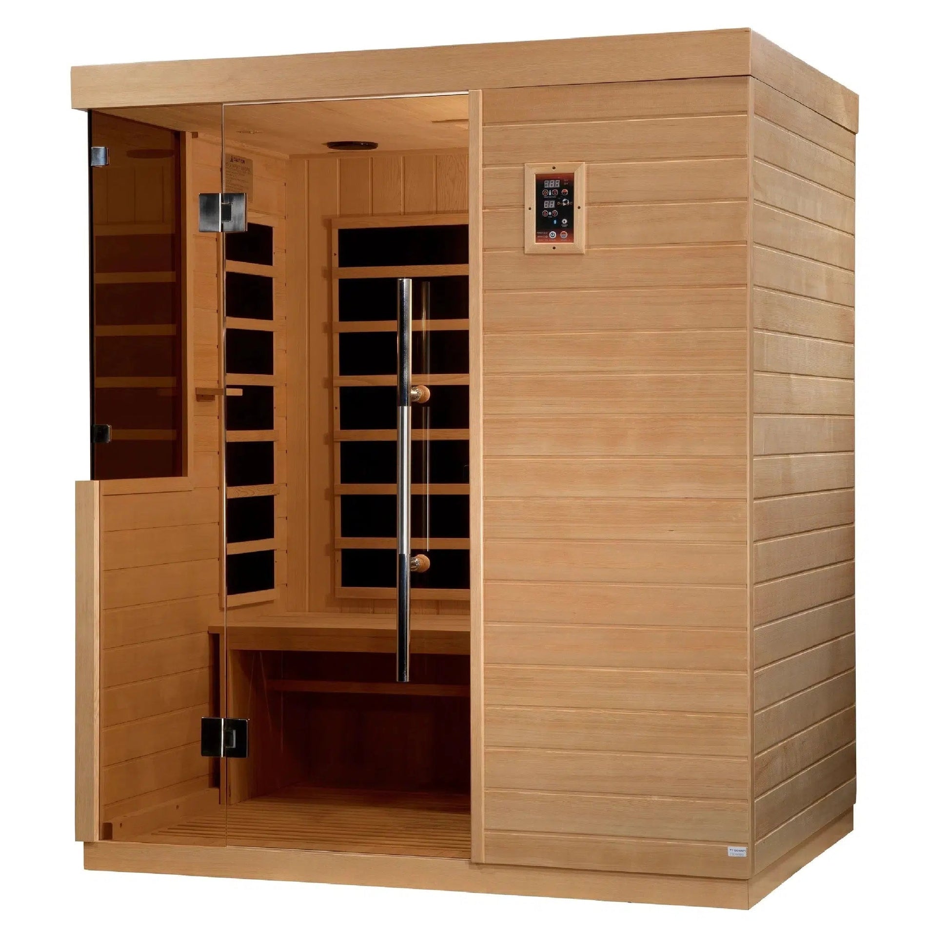 Golden Designs Dynamic Bilbao 3-Person Ultra Low EMF FAR Infrared Carbon Sauna in Canadian Hemlock