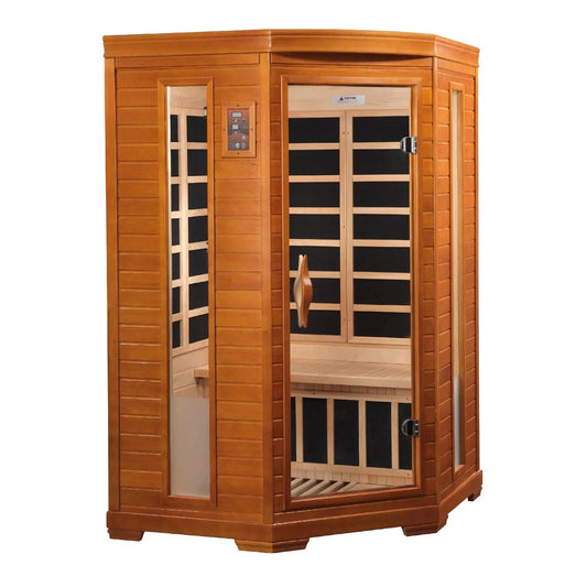 Golden Designs Dynamic Heming 2-Person Low EMF FAR Infrared Carbon Sauna in Canadian Hemlock