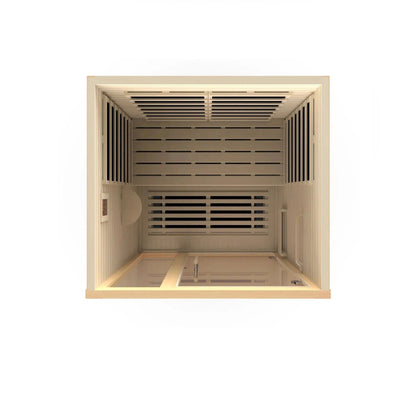 Golden Designs Dynamic Llumeneres 2-Person Ultra Low EMF FAR Infrared Carbon Sauna in Canadian Hemlock