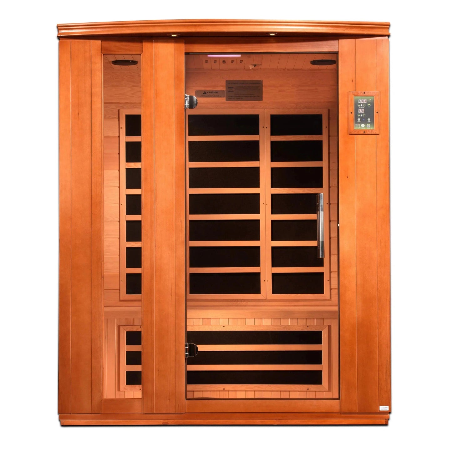 Golden Designs Dynamic Lugano Elite 3-Person Ultra Low EMF FAR Infrared Carbon Sauna in Canadian Hemlock