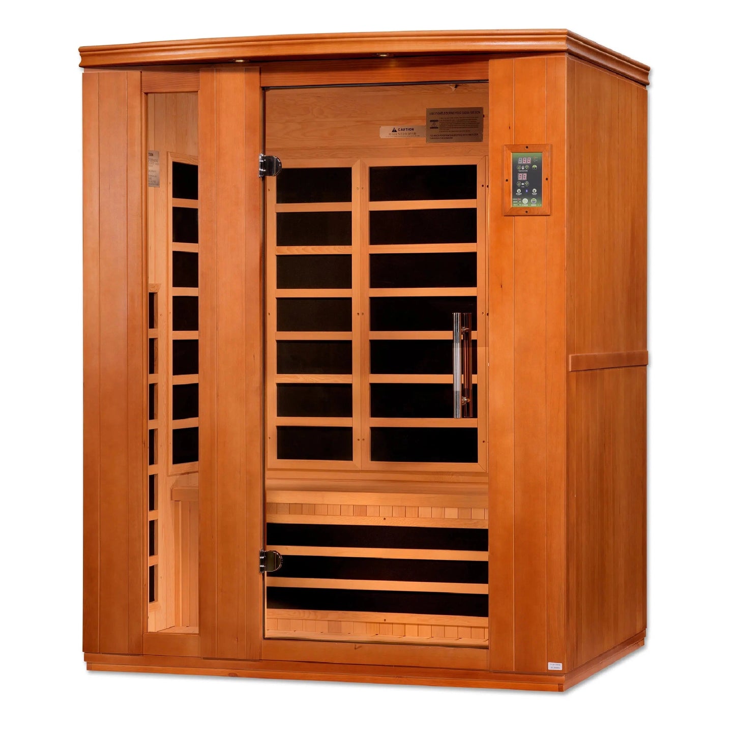 Golden Designs Dynamic Lugano Elite 3-Person Ultra Low EMF FAR Infrared Carbon Sauna in Canadian Hemlock