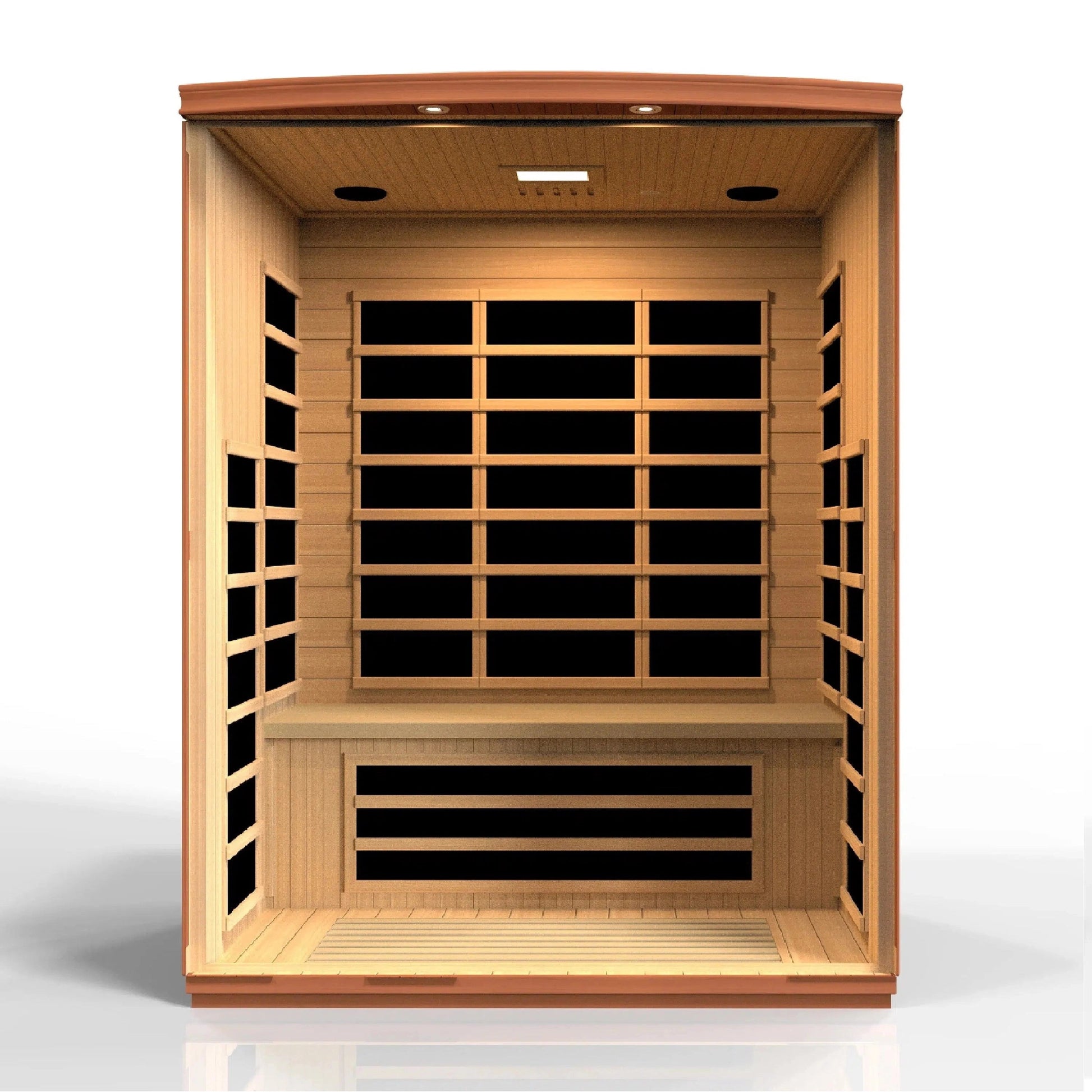 Golden Designs Dynamic Lugano Elite 3-Person Ultra Low EMF FAR Infrared Carbon Sauna in Canadian Hemlock