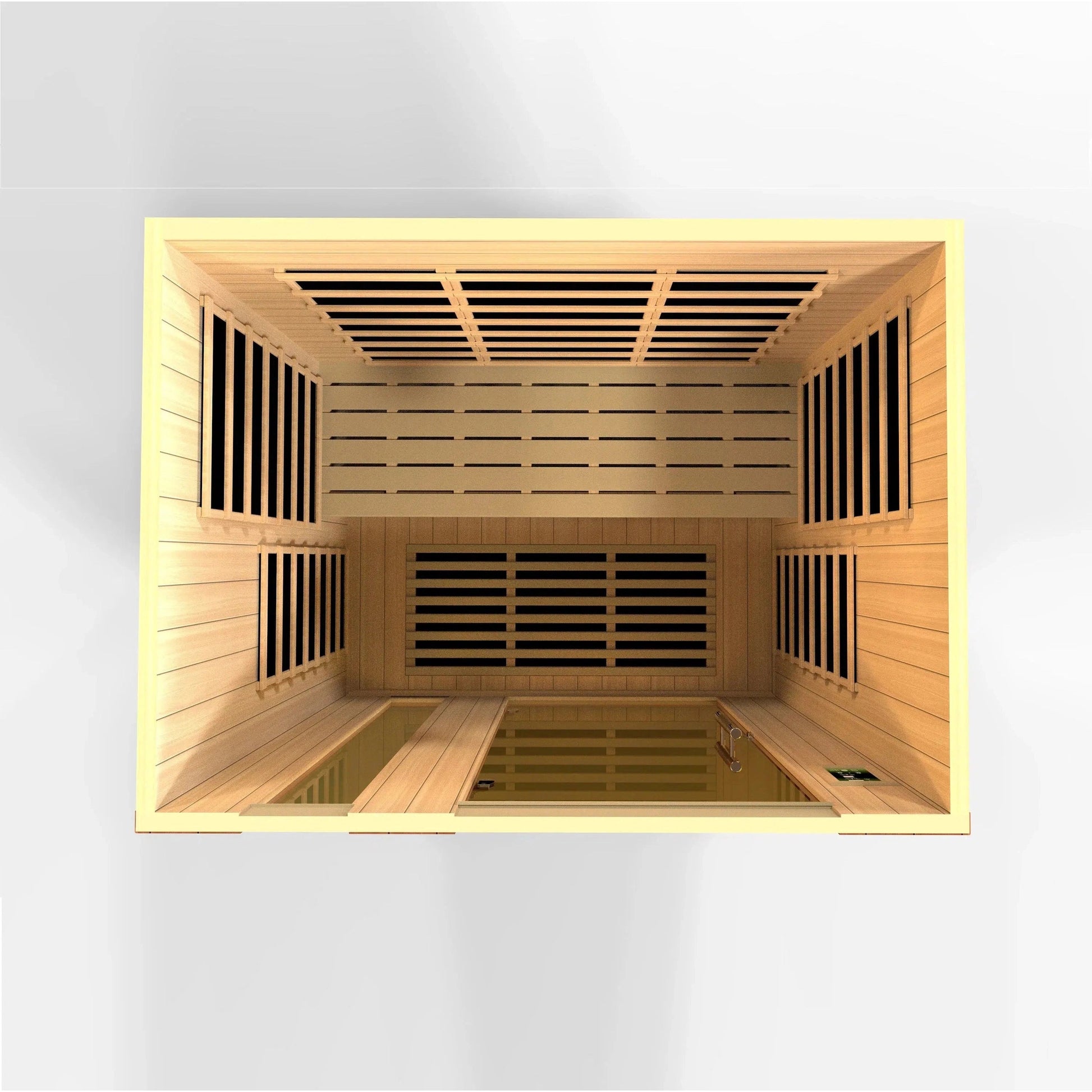 Golden Designs Dynamic Lugano Elite 3-Person Ultra Low EMF FAR Infrared Carbon Sauna in Canadian Hemlock