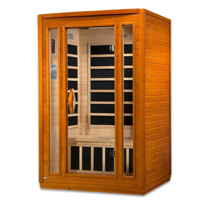 Golden Designs Dynamic San Marino 2-Person Low EMF FAR Infrared Carbon Sauna in Canadian Hemlock