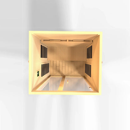 Golden Designs Dynamic Santiago 2-Person Full Spectrum Near Zero EMF FAR Infrared Carbon Sauna in Canadian Hemlock