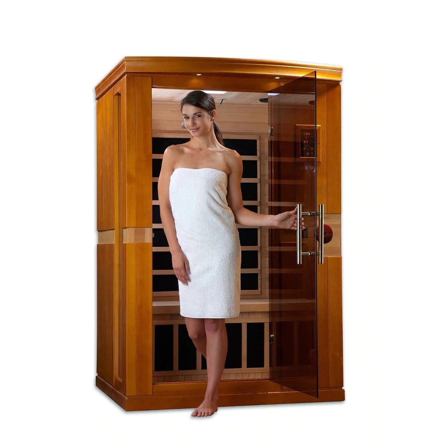 Golden Designs Dynamic Venice 2-Person Low EMF FAR Infrared Carbon Sauna in Canadian Hemlock