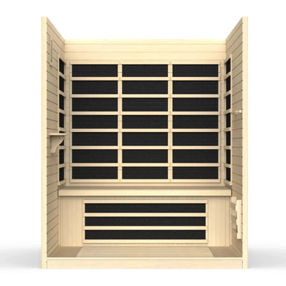 Golden Designs Dynamic Vila 3-Person Ultra Low EMF FAR Infrared Carbon Sauna in Canadian Hemlock