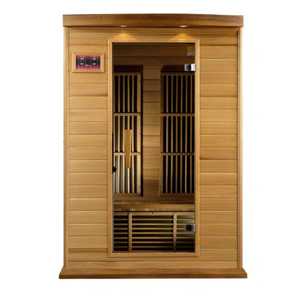 Golden Designs Maxxus 2-Person Low EMF FAR Infrared Carbon Sauna in Canadian Red Cedar