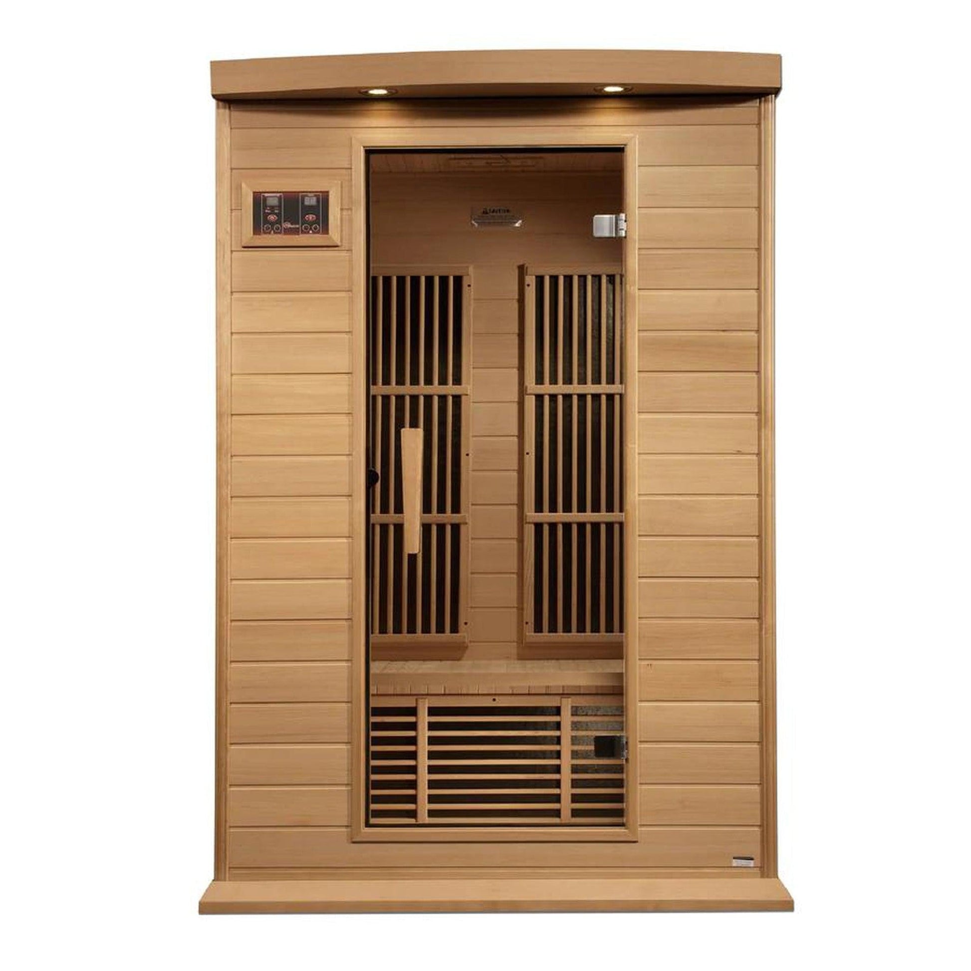 Golden Designs Maxxus 2-Person Near Zero EMF FAR Infrared Carbon Sauna in Canadian Hemlock