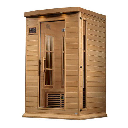 Golden Designs Maxxus 2-Person Near Zero EMF FAR Infrared Carbon Sauna in Canadian Hemlock