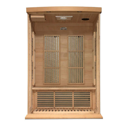 Golden Designs Maxxus 2-Person Near Zero EMF FAR Infrared Carbon Sauna in Canadian Hemlock