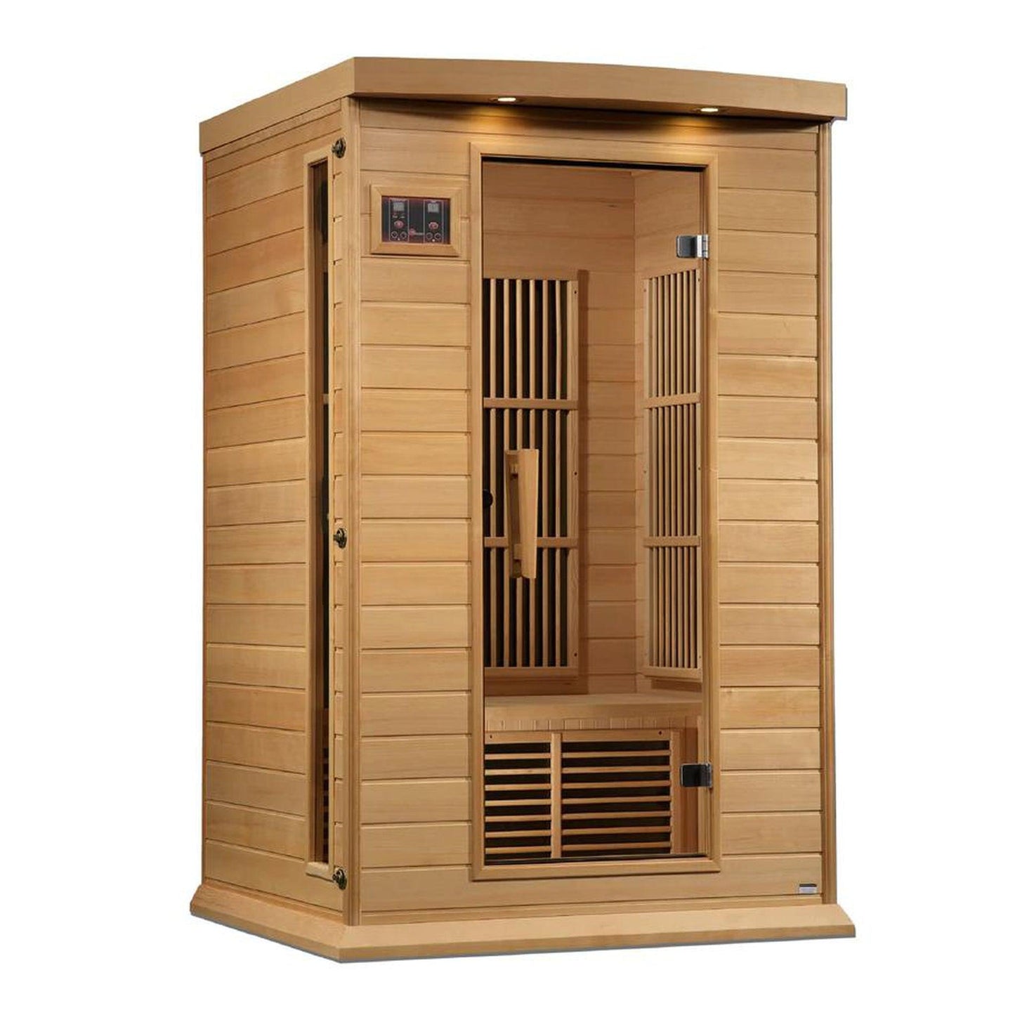 Golden Designs Maxxus 2-Person Near Zero EMF FAR Infrared Carbon Sauna in Canadian Hemlock