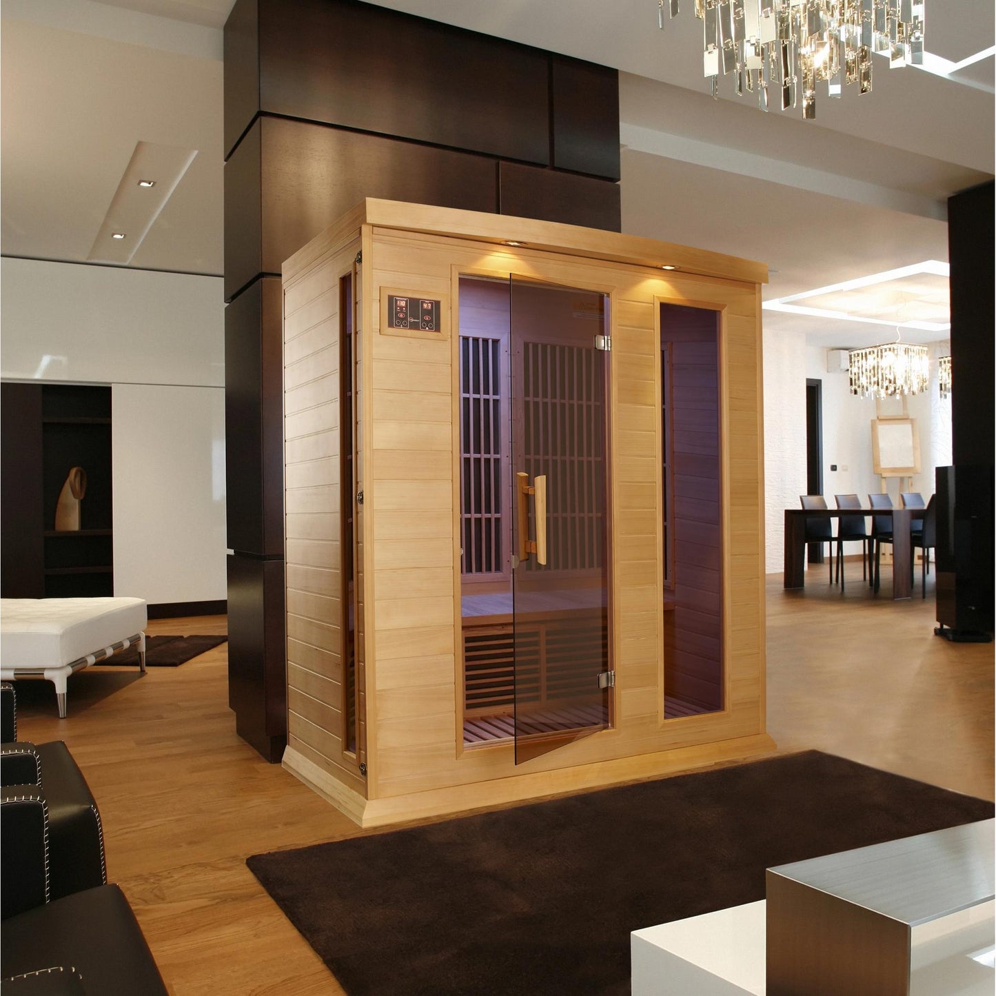 Golden Designs Maxxus 3-Person Low EMF FAR Infrared Carbon Sauna in Canadian Hemlock