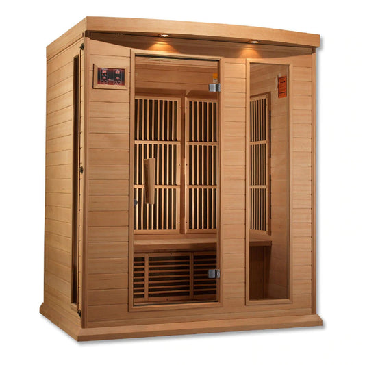 Golden Designs Maxxus 3-Person Low EMF FAR Infrared Carbon Sauna in Canadian Hemlock