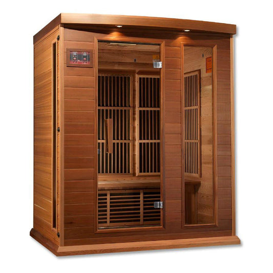 Golden Designs Maxxus 3-Person Low EMF FAR Infrared Carbon Sauna in Canadian Red Cedar