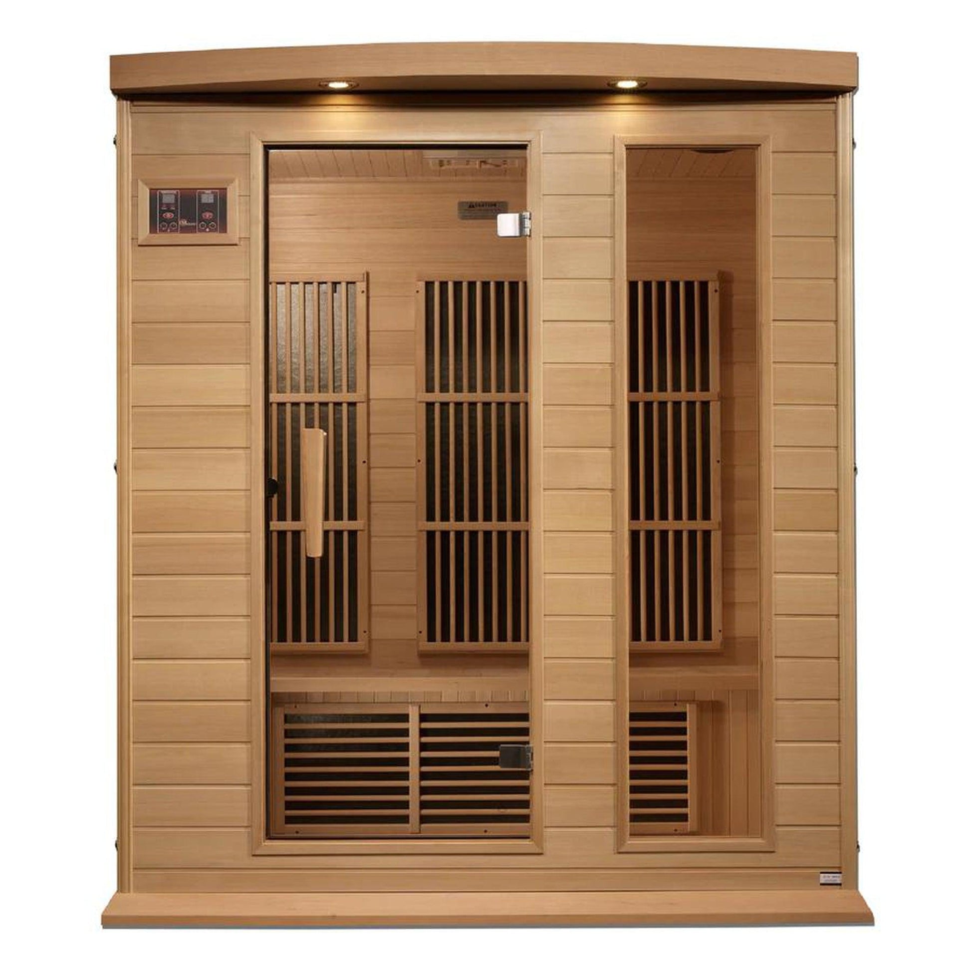 Golden Designs Maxxus 3-Person Near Zero EMF FAR Infrared Carbon Sauna in Canadian Hemlock