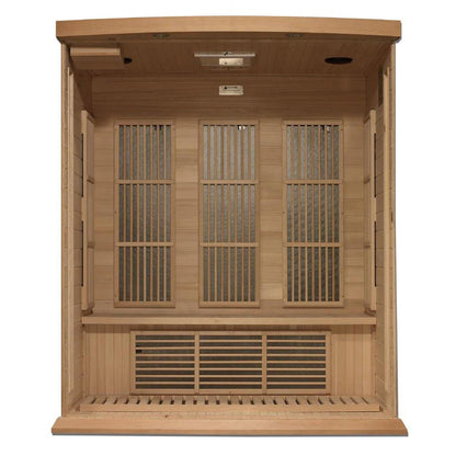 Golden Designs Maxxus 3-Person Near Zero EMF FAR Infrared Carbon Sauna in Canadian Hemlock