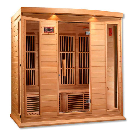 Golden Designs Maxxus 4-Person Low EMF FAR Infrared Carbon Sauna in Canadian Hemlock
