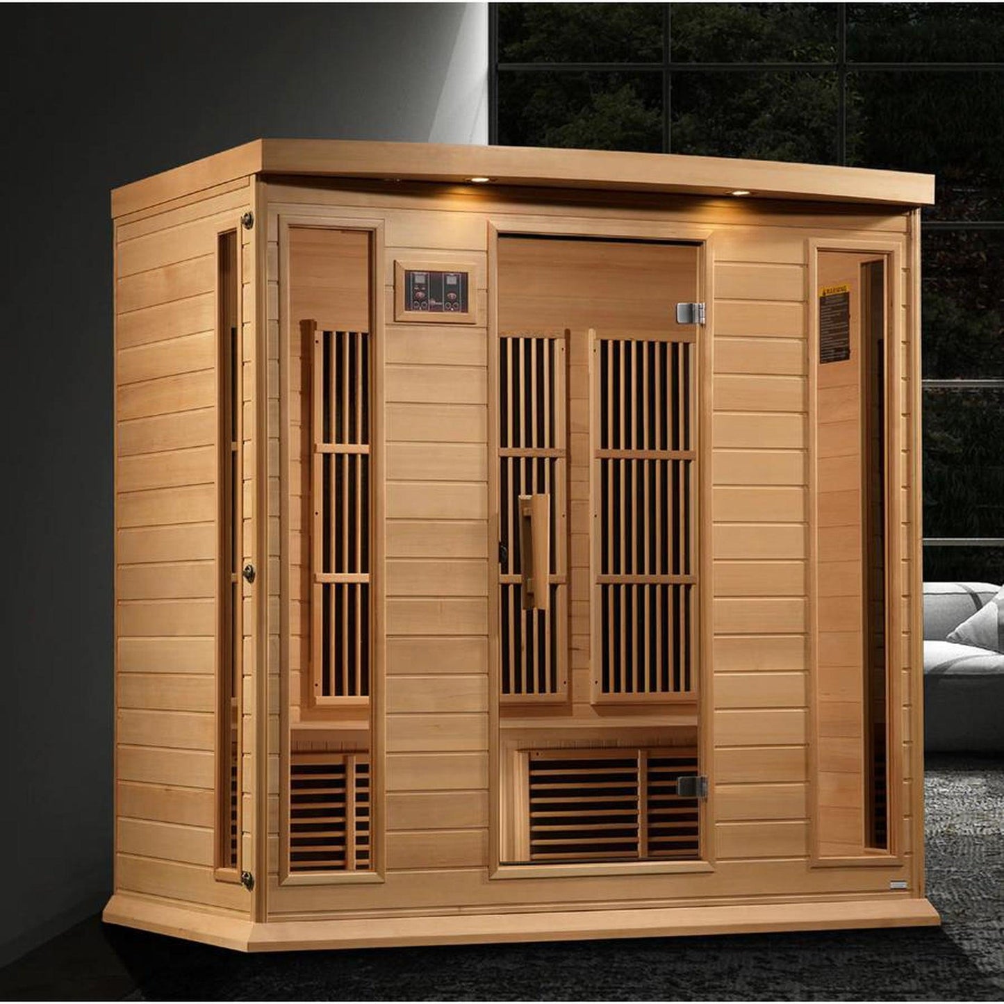 Golden Designs Maxxus 4-Person Near Zero EMF FAR Infrared Carbon Sauna in Canadian Hemlock
