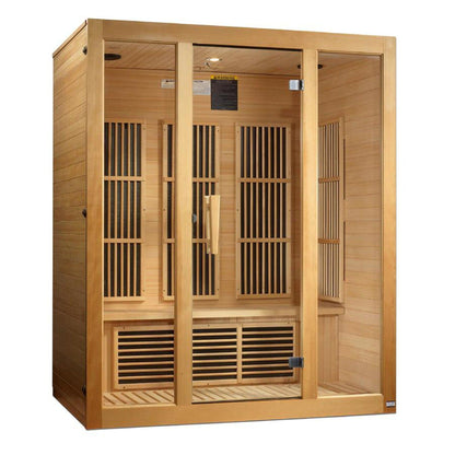 Golden Designs Maxxus Bellevue 3-Person Low EMF FAR Infrared Carbon Sauna in Canadian Hemlock