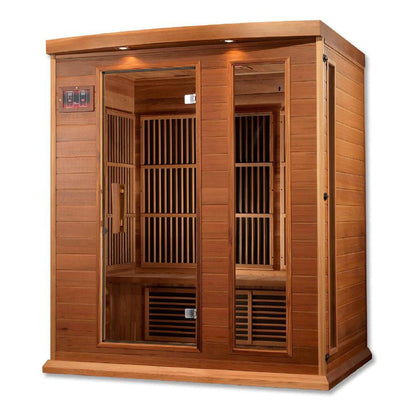 Golden Designs Maxxus Montilemar 3-Person Near Zero EMF FAR Infrared Carbon Sauna in Canadian Red Cedar