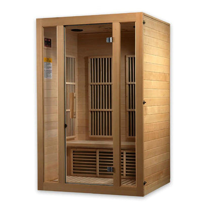 Golden Designs Maxxus Seattle 2-Person Low EMF FAR Infrared Carbon Sauna in Canadian Hemlock