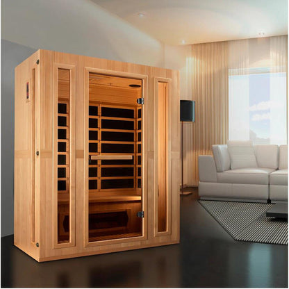 Golden Designs Maxxus Trinity Dual Tech 3-Person Low EMF FAR Infrared Carbon Sauna in Canadian Hemlock