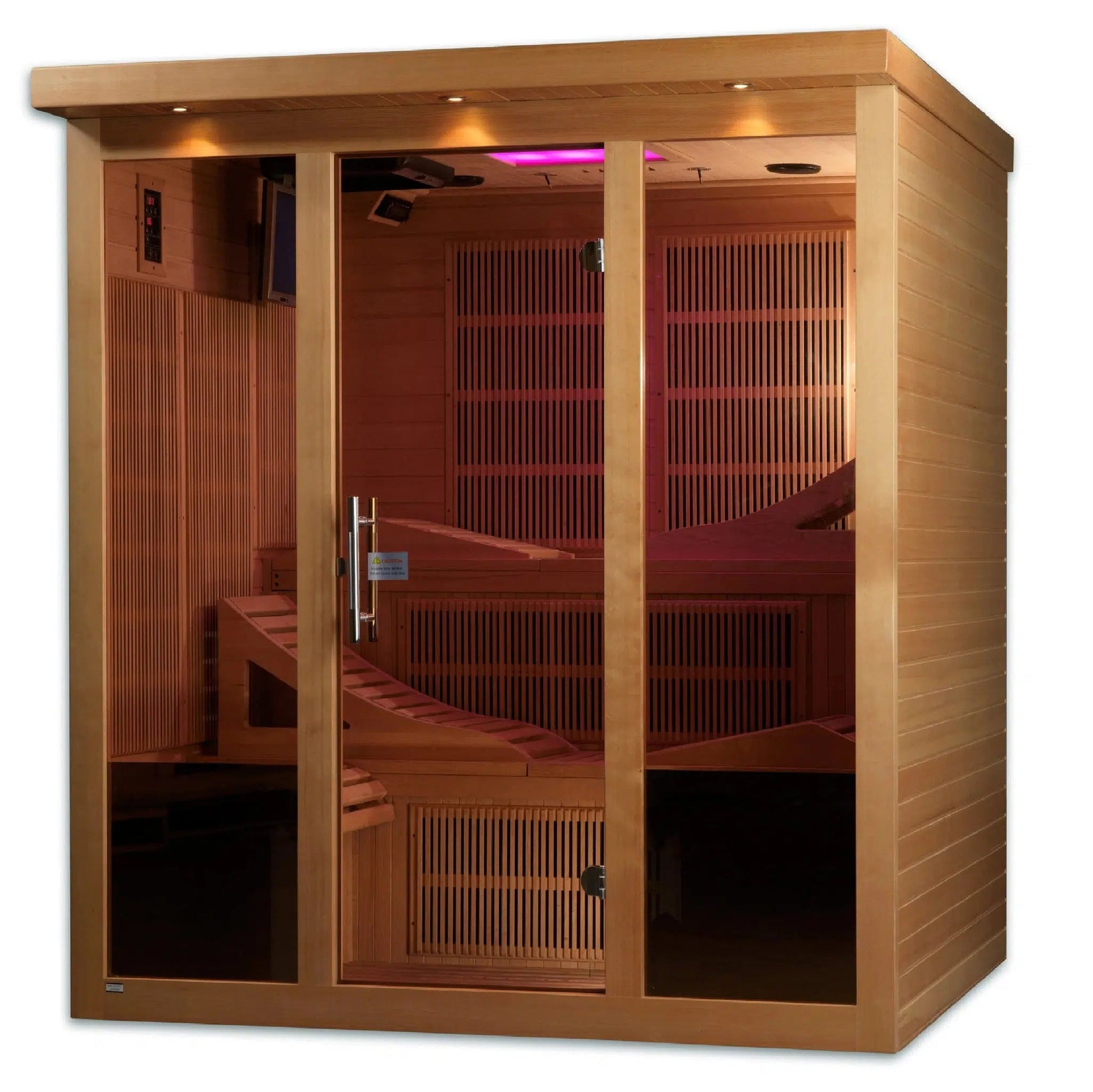 Golden Designs Monaco 6-Person PureTech Near Zero EMF FAR Infrared Carbon Sauna in Canadian Hemlock