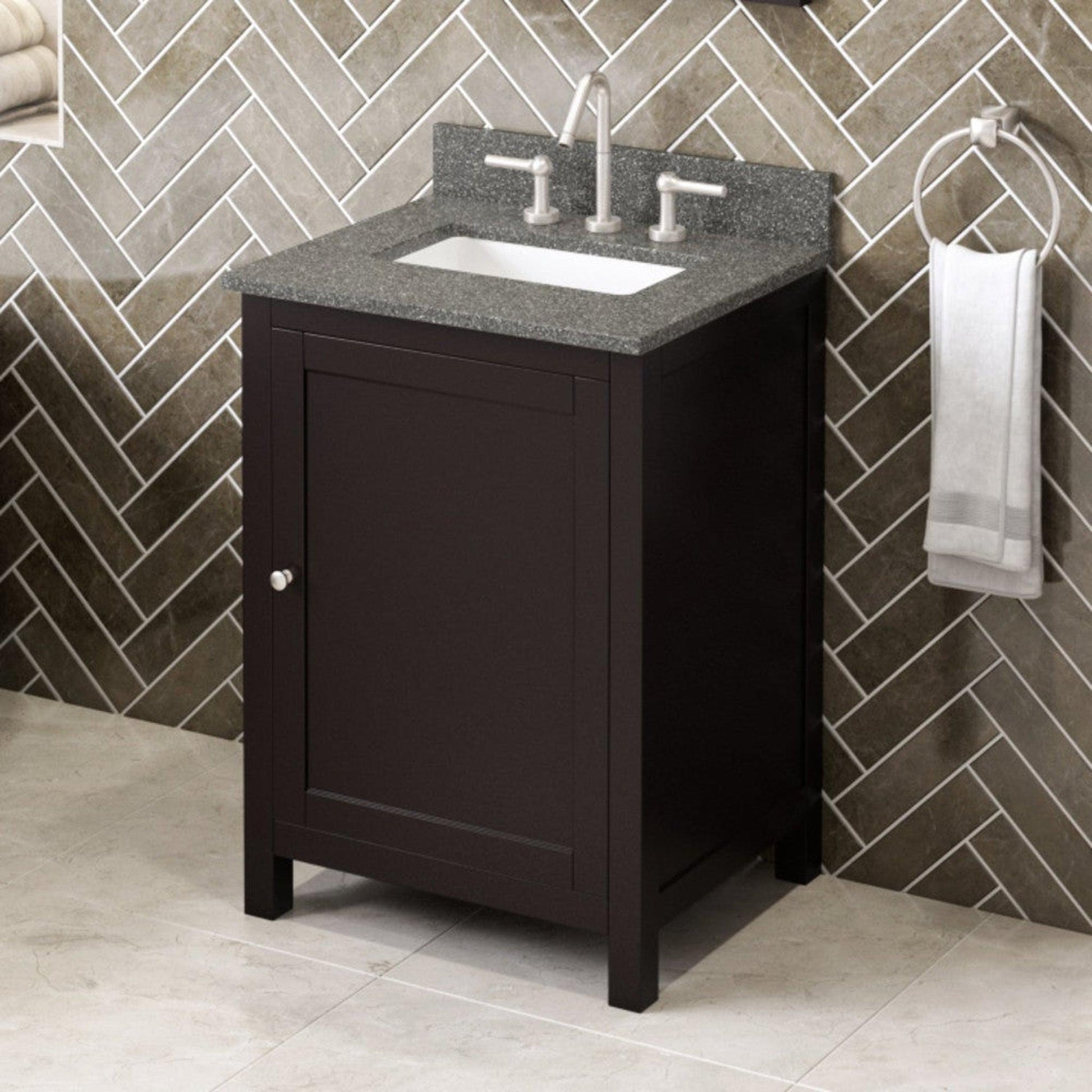 Hardware Resources Jeffrey Alexander Astoria 24" Espresso Freestanding Vanity With Boulder Cultured Marble Vanity Top, Backsplash and Rectangle Undermount Sink