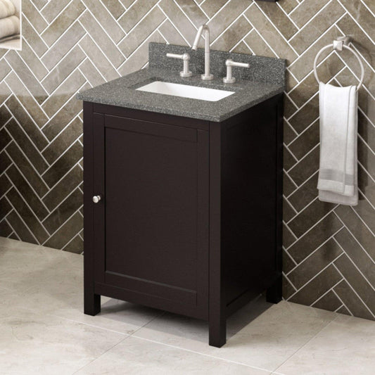 Hardware Resources Jeffrey Alexander Astoria 24" Espresso Freestanding Vanity With Boulder Cultured Marble Vanity Top, Backsplash and Rectangle Undermount Sink