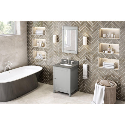 Hardware Resources Jeffrey Alexander Astoria 24" Gray Freestanding Vanity With Boulder Cultured Marble Vanity Top, Backsplash and Rectangle Undermount Sink