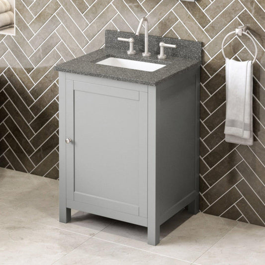 Hardware Resources Jeffrey Alexander Astoria 24" Gray Freestanding Vanity With Boulder Cultured Marble Vanity Top, Backsplash and Rectangle Undermount Sink