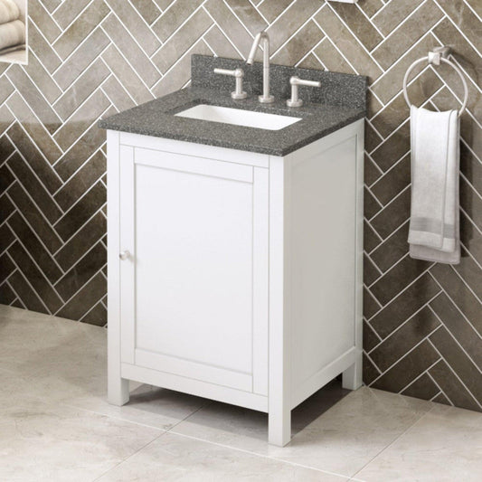 Hardware Resources Jeffrey Alexander Astoria 24" White Freestanding Vanity With Boulder Cultured Marble Vanity Top, Backsplash and Rectangle Undermount Sink