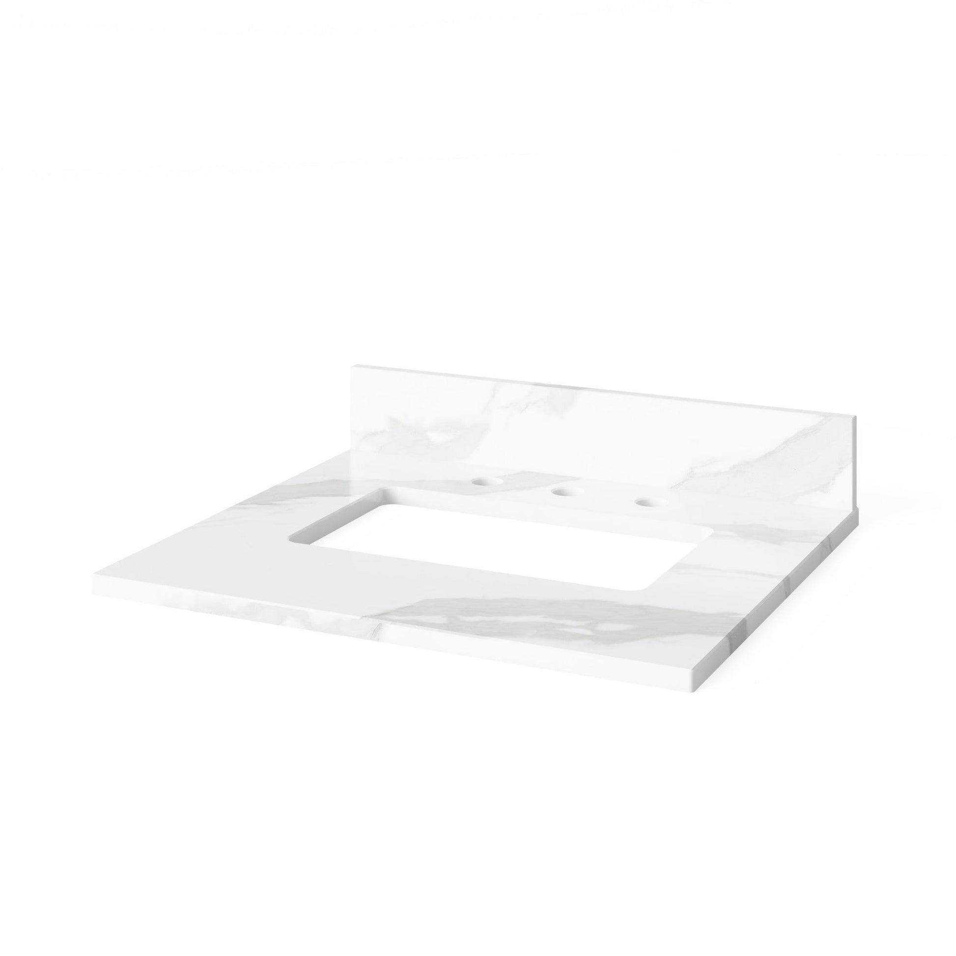 Hardware Resources Jeffrey Alexander Astoria 24" White Freestanding Vanity With Calacatta Vienna Quartz Vanity Top, Backsplash and Rectangle Undermount Sink