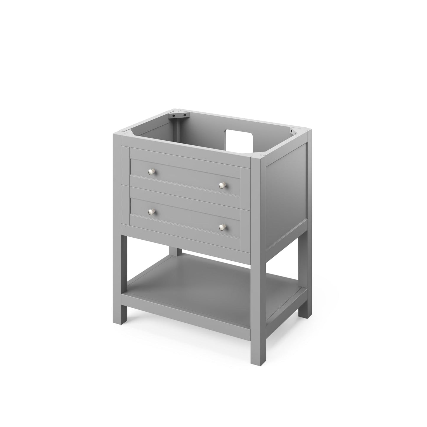 Hardware Resources Jeffrey Alexander Astoria 30" Gray Freestanding Vanity With White Carrara Marble Vanity Top, Backsplash and Rectangle Undermount Sink