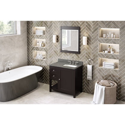 Hardware Resources Jeffrey Alexander Astoria 36" Espresso Freestanding Vanity With Right Offset, Boulder Cultured Marble Vanity Top, Backsplash and Rectangle Undermount Sink