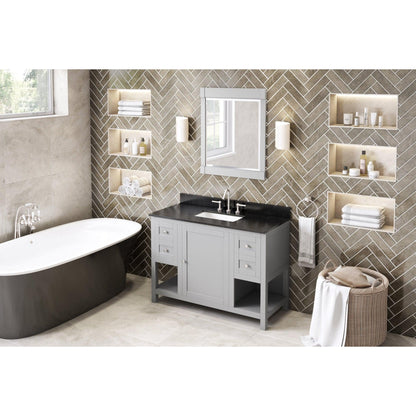 Hardware Resources Jeffrey Alexander Astoria 48" Gray Freestanding Vanity With Black Granite Vanity Top, Backsplash and Rectangle Undermount Sink