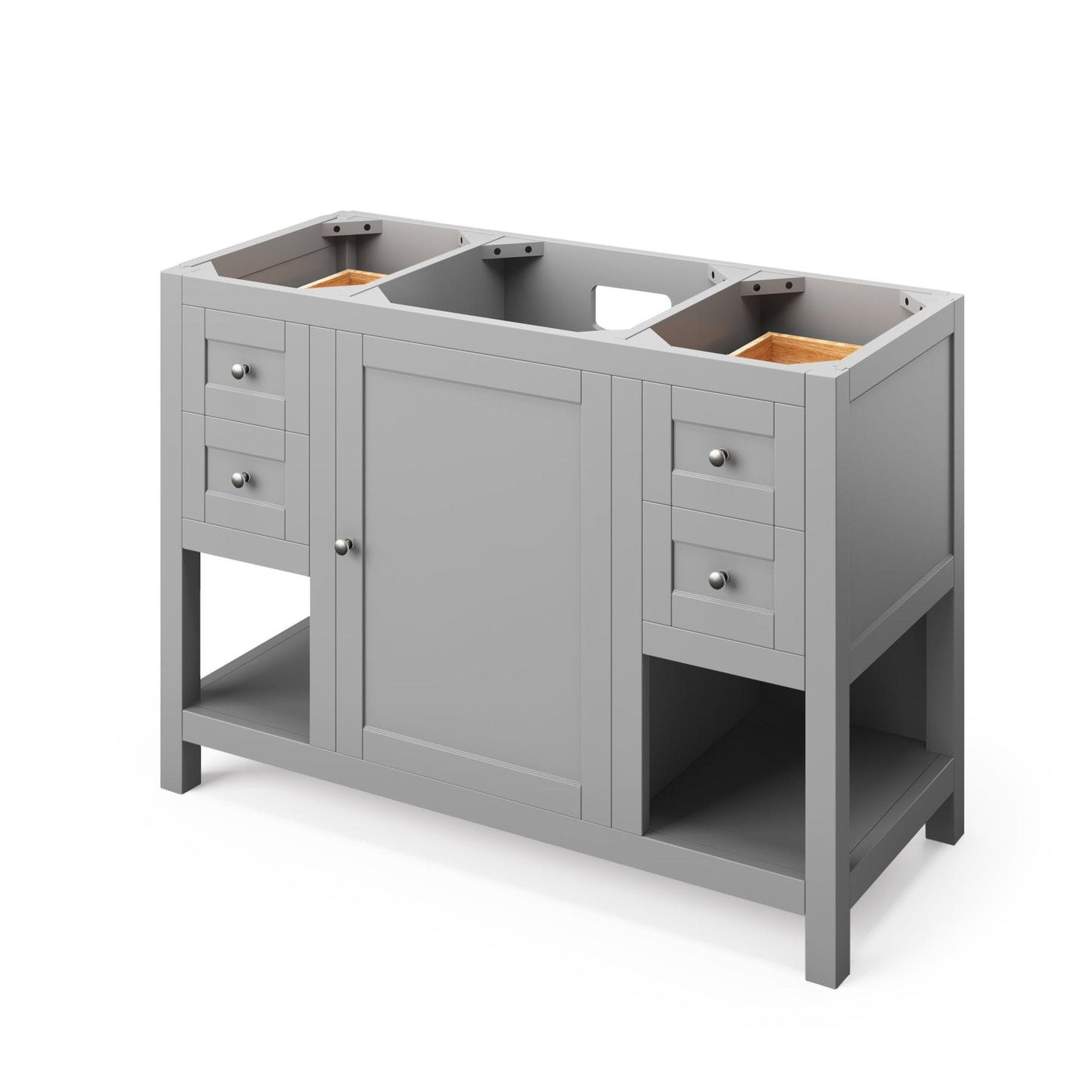 Hardware Resources Jeffrey Alexander Astoria 48" Gray Freestanding Vanity With Black Granite Vanity Top, Backsplash and Rectangle Undermount Sink