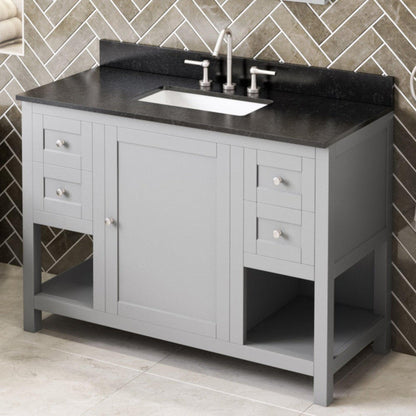 Hardware Resources Jeffrey Alexander Astoria 48" Gray Freestanding Vanity With Black Granite Vanity Top, Backsplash and Rectangle Undermount Sink