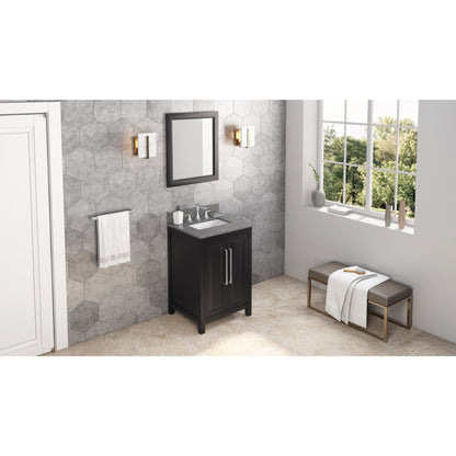 Hardware Resources Jeffrey Alexander Cade 24" Black Freestanding Vanity With Boulder Cultured Marble Vanity Top, Backsplash and Rectangle Undermount Sink