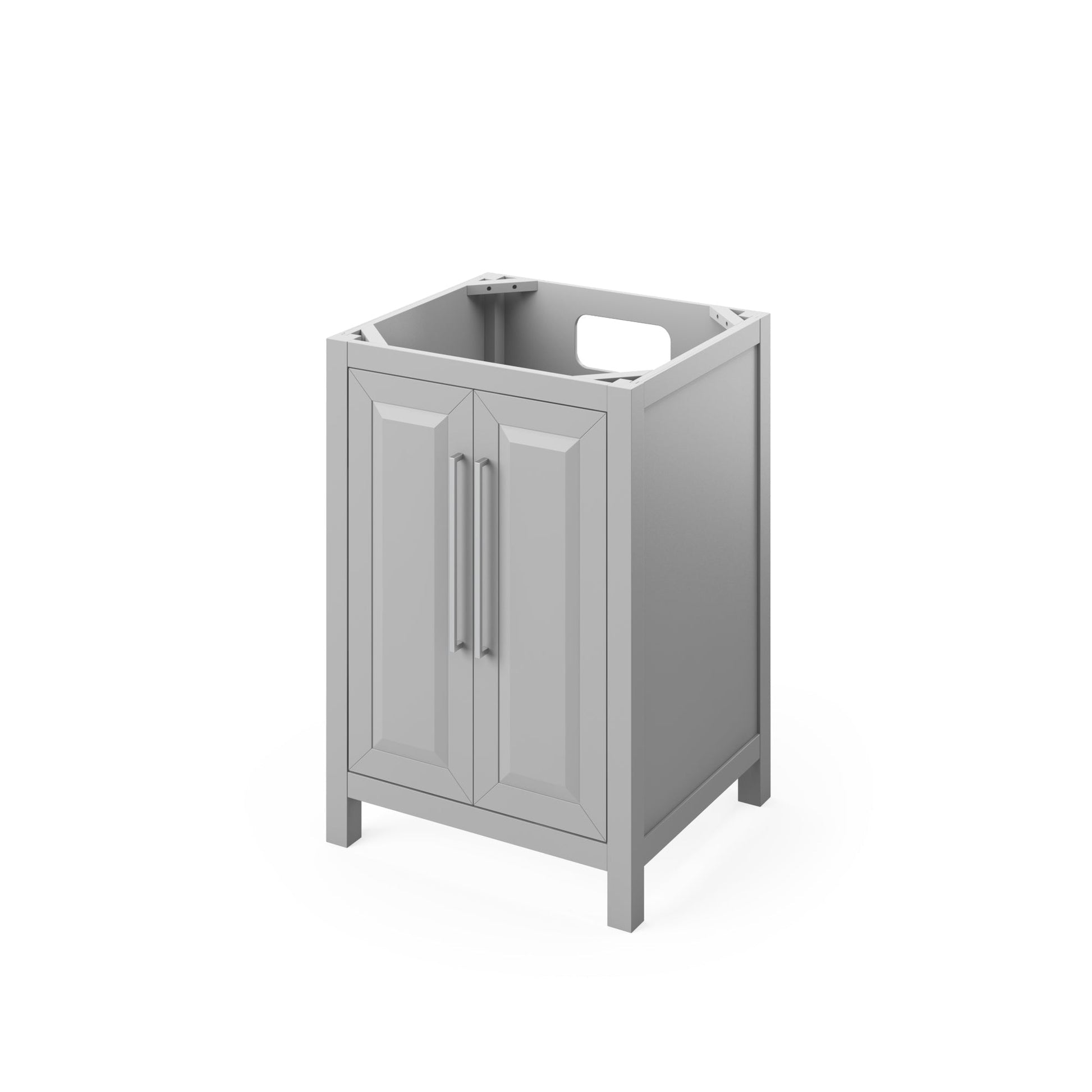 Hardware Resources Jeffrey Alexander Cade 24" Gray Freestanding Vanity With Black Granite Vanity Top, Backsplash and Rectangle Undermount Sink