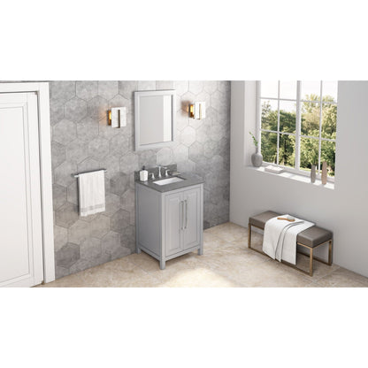 Hardware Resources Jeffrey Alexander Cade 24" Gray Freestanding Vanity With Boulder Cultured Marble Vanity Top, Backsplash and Rectangle Undermount Sink