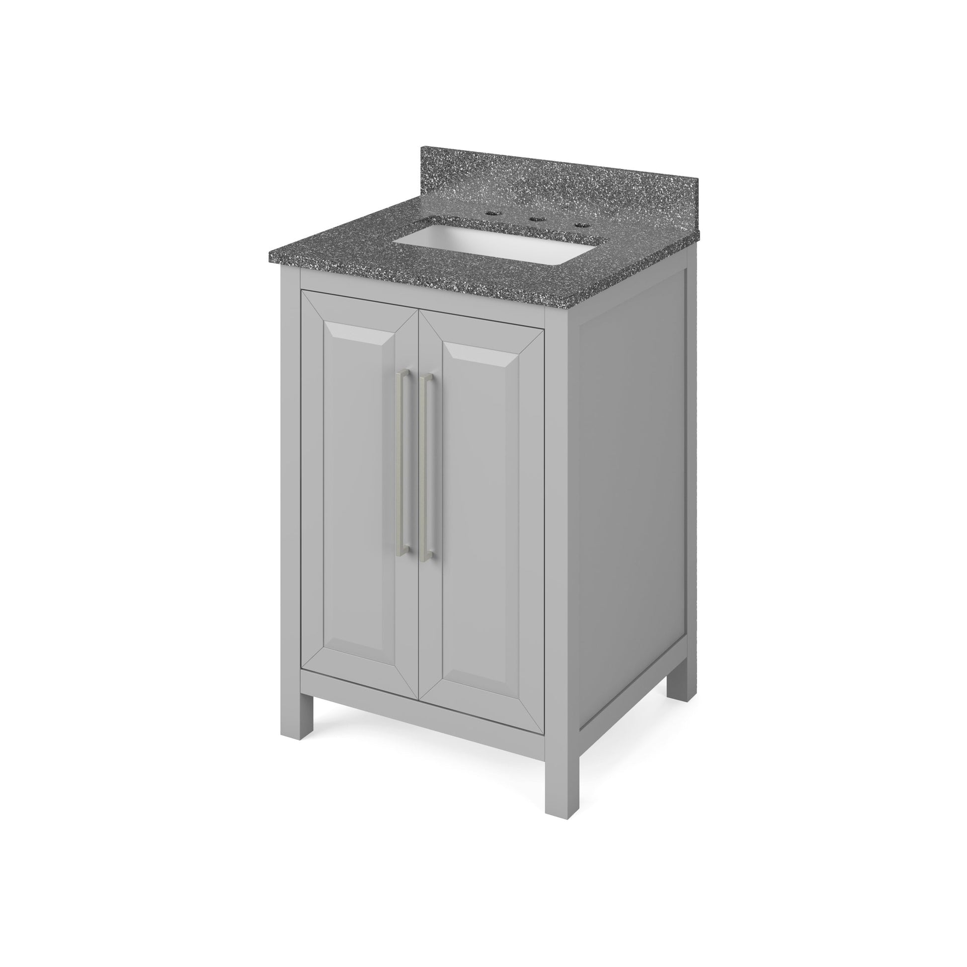 Hardware Resources Jeffrey Alexander Cade 24" Gray Freestanding Vanity With Boulder Cultured Marble Vanity Top, Backsplash and Rectangle Undermount Sink