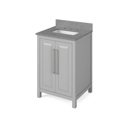 Hardware Resources Jeffrey Alexander Cade 24" Gray Freestanding Vanity With Steel Gray Cultured Marble Vanity Top, Backsplash and Rectangle Undermount Sink